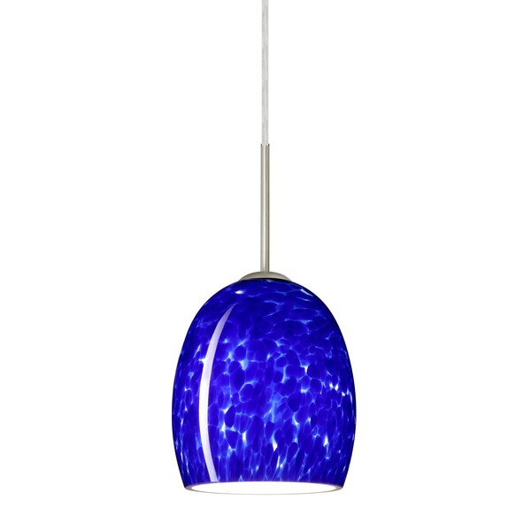 Besa Lighting Lucia Cord Pendant, Blue Cloud, Satin Nickel Finish, 1x9W LED 1JT-169786-LED-SN - main
